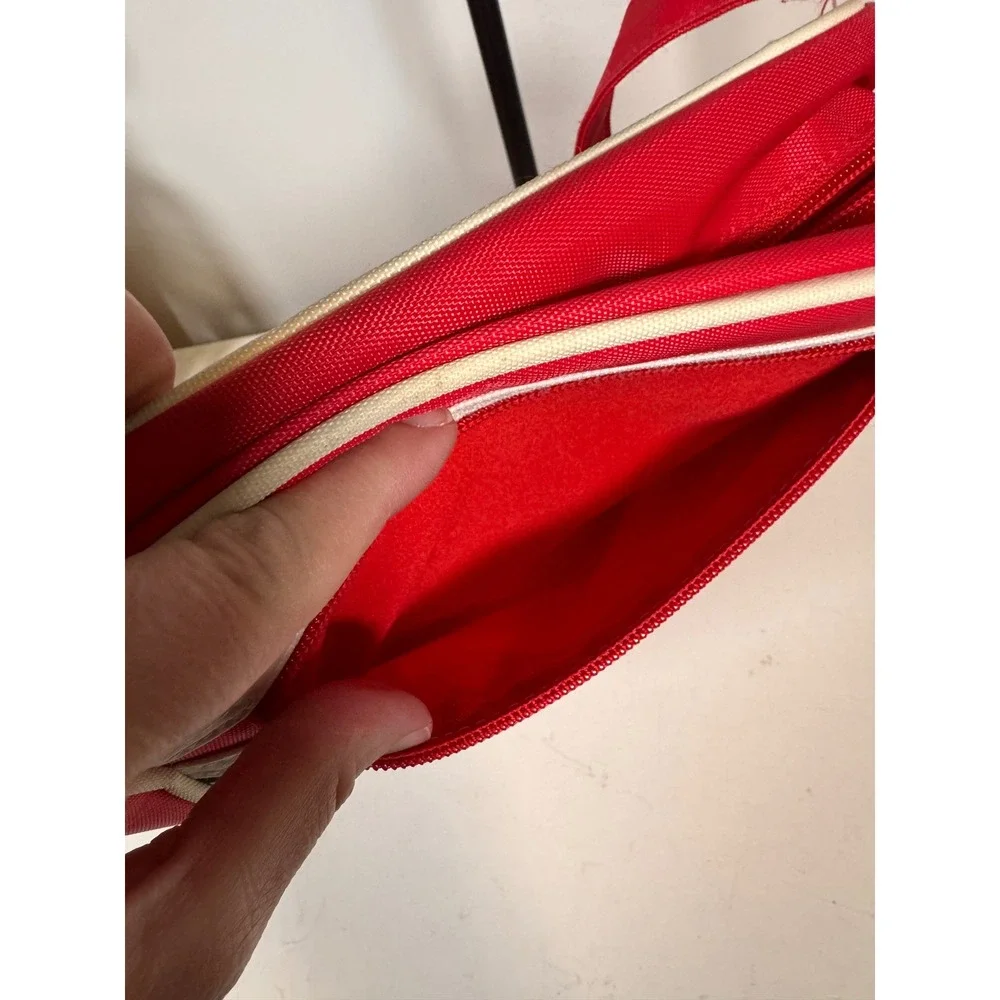 Fila Red Nylon Crossbody Messenger Bag Adjustable Strap Logo Tape Streetwear